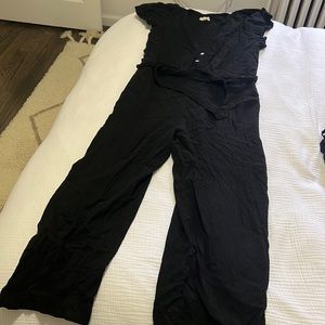 9seed black linen pant romper
